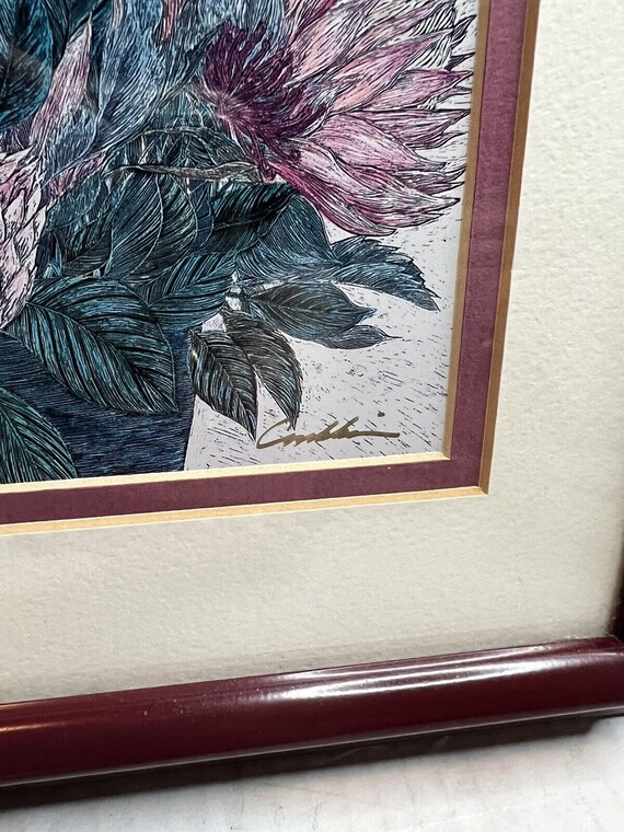 Cindy Conklin Signed Scratchwork Lithograph Framed Hawaii