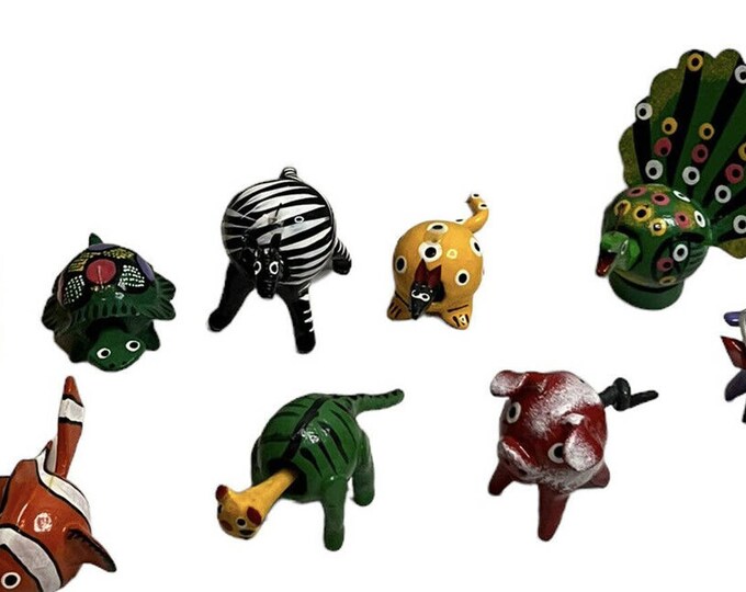 Handmade Alebrijes Oaxacan Wood Animal Folk Art Bobble Head Figurine