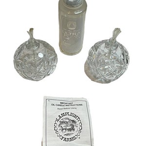 Lamplight Farms Twin Starlight Cut Glass Oil Candles Set Lamp Fiberglass Wick