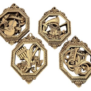 VTG 1976 Homco Syroco Musical Wall Plaques #7402 A-D Hollywood Regency Set of 4