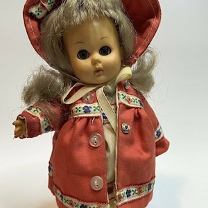 Vintage Ginny Vogue Dolls Inc 8&quot; Blonde Gray Hair Full Outfit Hat Coat Shoes