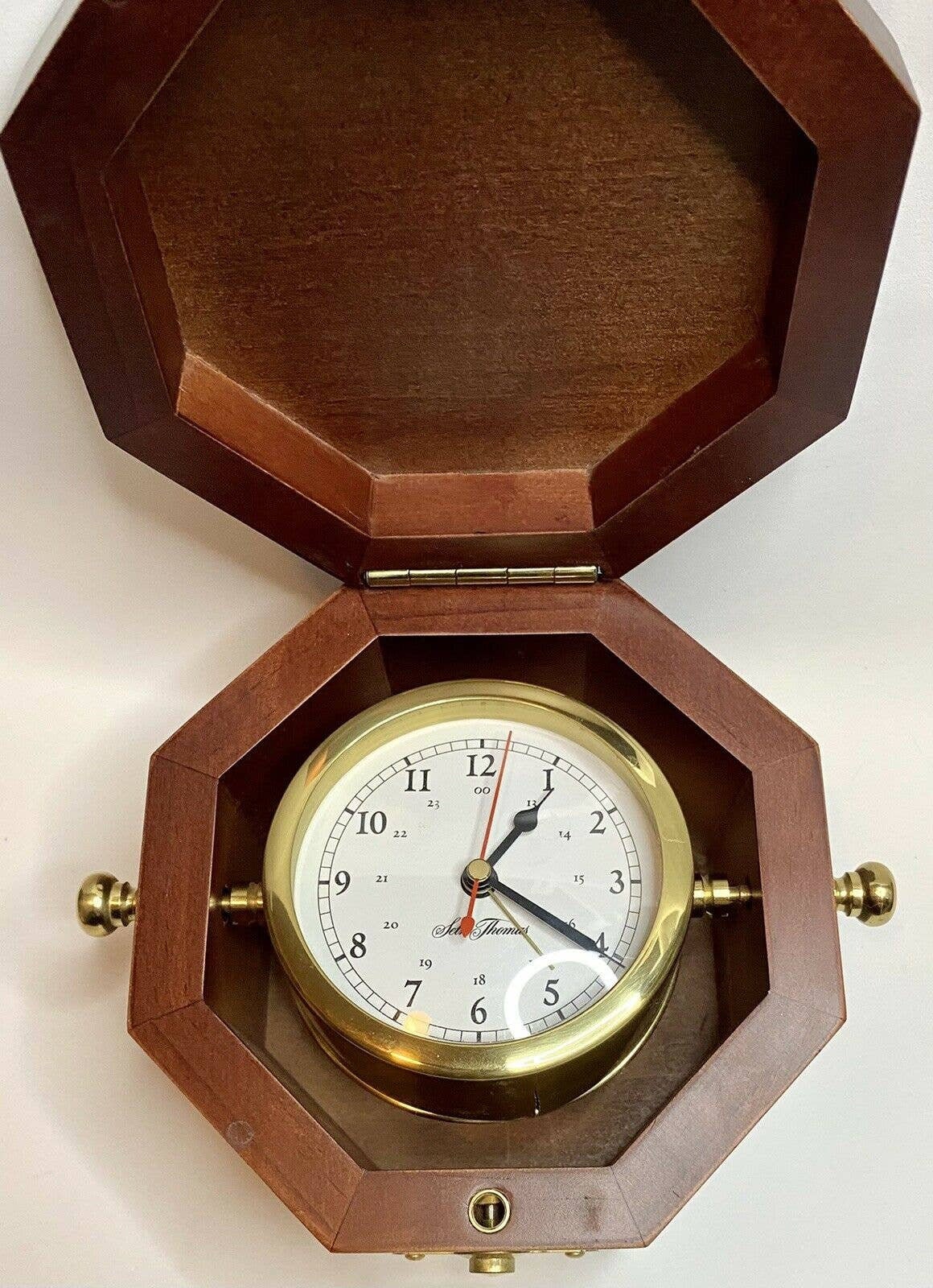Seth Thomas Clock Model 1001 Mariner Octagon Wood Case Maritime