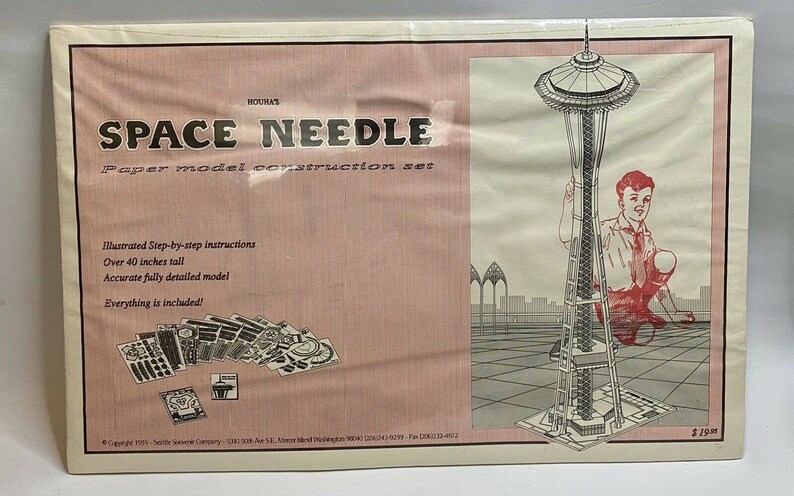 Vintage 1995 Seattle Washington Space Needle Paper Model hot Construction Set New