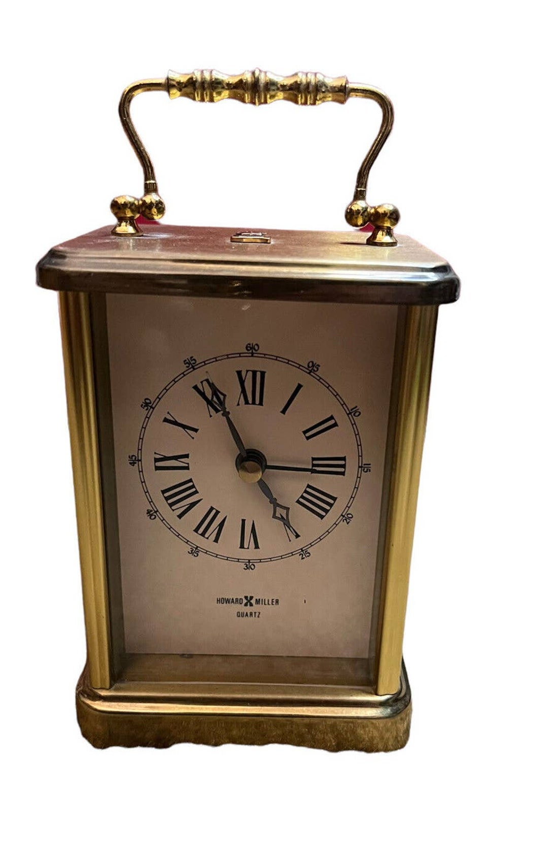 Howard Miller Quartz Carriage Clock Germany Alarm Shell Gas Employee