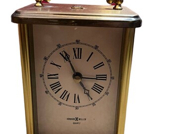 Howard Miller Quartz Carriage Clock Germany Alarm Shell Gas Employee Diamonds