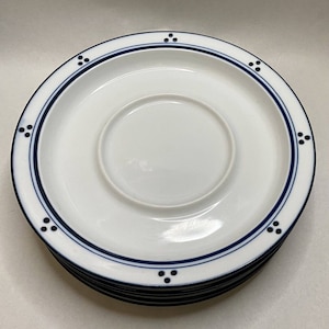 Dansk Bistro Fredriksborg White Blue Dots Saucer Plate Sauce 5 Pieces 7 1/4”