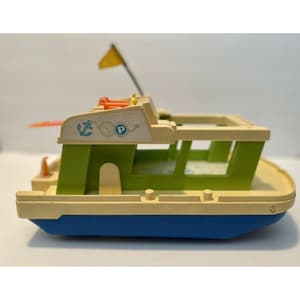 Fisher Price Little People Happy House Boat Vintage Rolling Play Set On Wheels