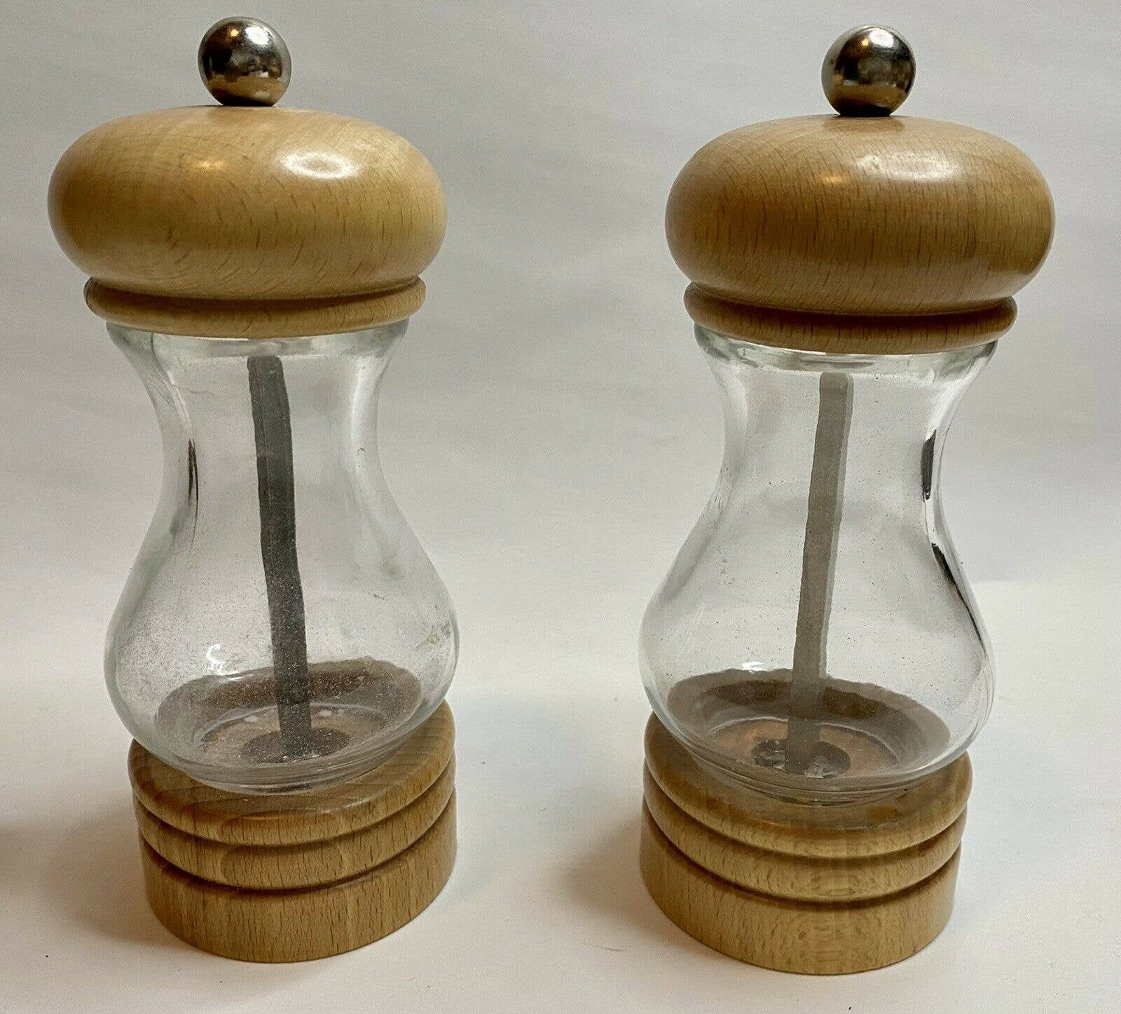フランス製 Marlux ヴィンテージ ペッパーミル ソルトミル Vintage Marlux Glass Wood Salt Pepper Grinder Set Made in France