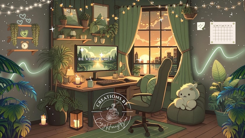 Be Right Back Screen Sage Green Lo-Fi Aesthetic Cozy