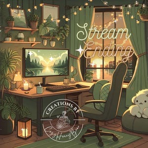 Stream Ending Glow Screen Sage Green Lo-Fi Aesthetic Cozy