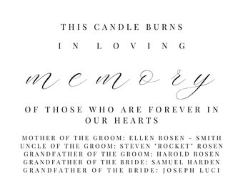 Wedding Sign, In Loving Memory