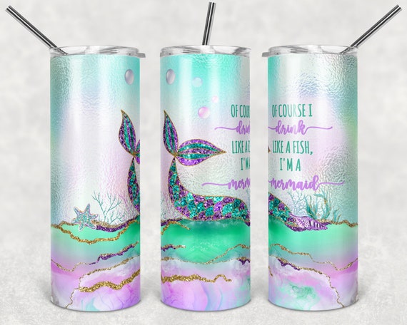 Drink like a fish, mermaid tumbler, 20oz Tumbler, adult humor tumbler,  personalized tumbler, custom tumbler, tumbler, cocktail tumbler