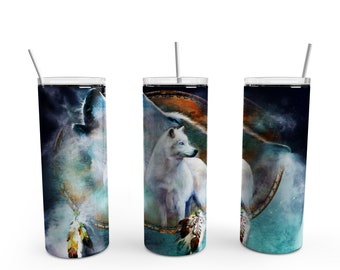 White Wolf Dreamcatcher 20oz Tumbler