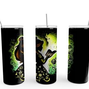 Belle silhouette, 20oz Stainless steel tumbler, princess cup, queen tumbler, can be personalized, glow in the dark, crown lid, 3d lid