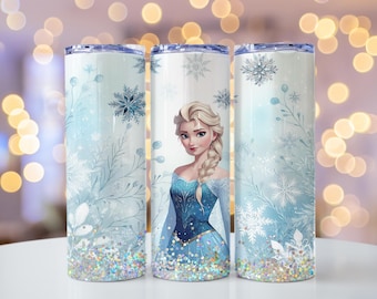 Elsa 20oz tumbler png, Princess iced coffee cup wrap