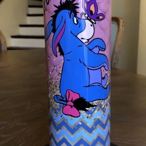 Eeyore With Butterfly 20oz Tumbler, personalized tumbler, custom tumbler, tumbler cups, water bottle, water flask