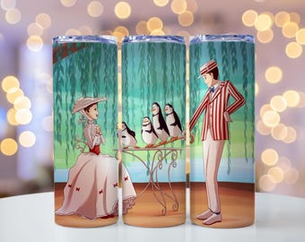 Vaso de 20 oz con imagen de tiza, taza de café de Mary Poppins