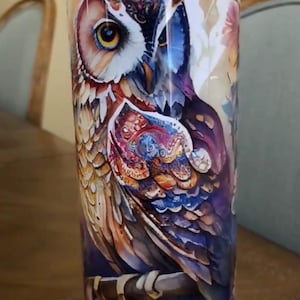 Mystic Owl Tumbler: Watercolor Floral 20oz Stainless Steel Cup drinkware
