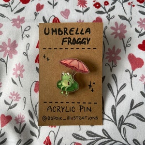 Frog Acrylic Pin, Rubberclutch, Clear Acrylic, Decorative Pin Accessories, Kawaii Gift, Toad Illustrated Pin, Enamel Pin Badge, Lapel Pin