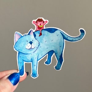 Ouais ! Sticker autocollant en vinyle découpé avec des matrices de chat et grenouille de cowboy | Sticker mat fait main | Téléphone Ordinateur portable Agenda Papeterie Bouteille d'eau Scrapbooking