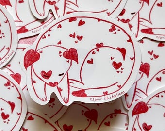 Cachorro enamorado / Pegatina de vinilo mate troquelada, decoración para teléfono, decoración para diarios