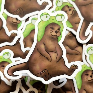 LARGE Sticker loutre de mer en vinyle mat de qualité supérieure résistant à l'eau | Sticker créature marine pour ordinateur portable mignon | Cadeau pour amoureux des animaux