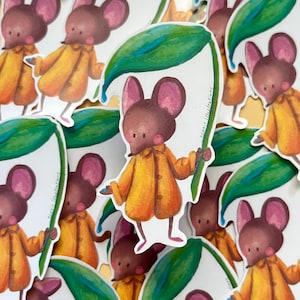 Gefangen im Regen Maus Aufkleber | Mattes Vinyl Die Cut, Telefon-Dekoration, Dekor für Journals