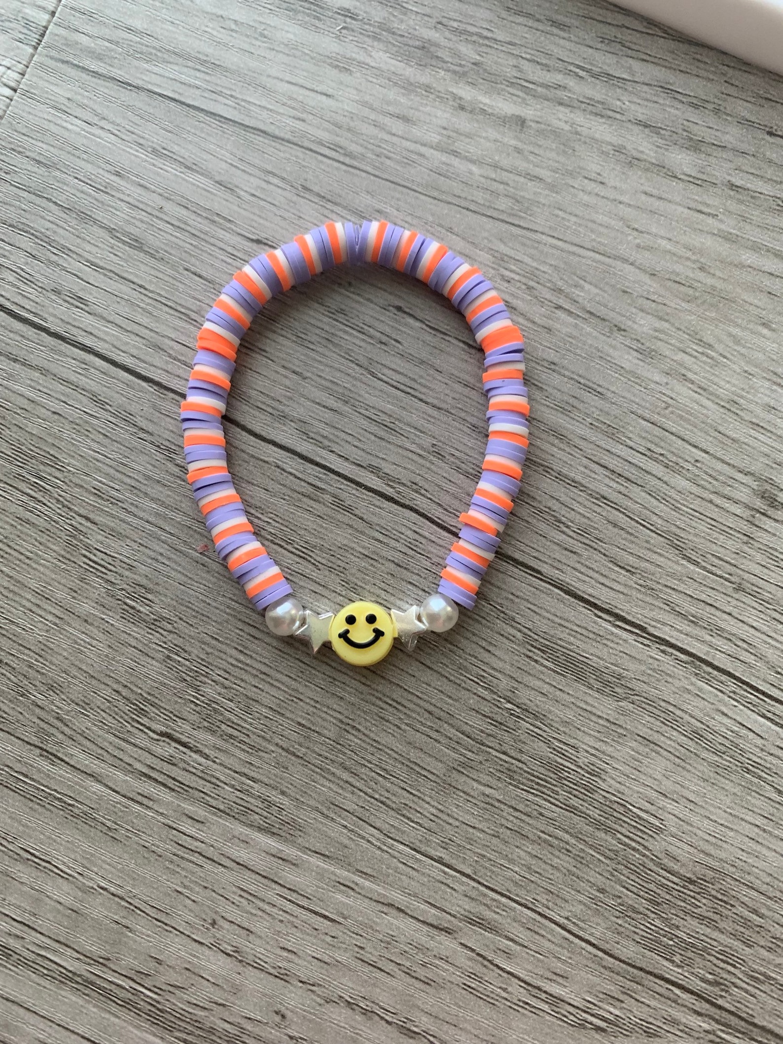 Preppy smiley bracelet with purple orange and white Etsy