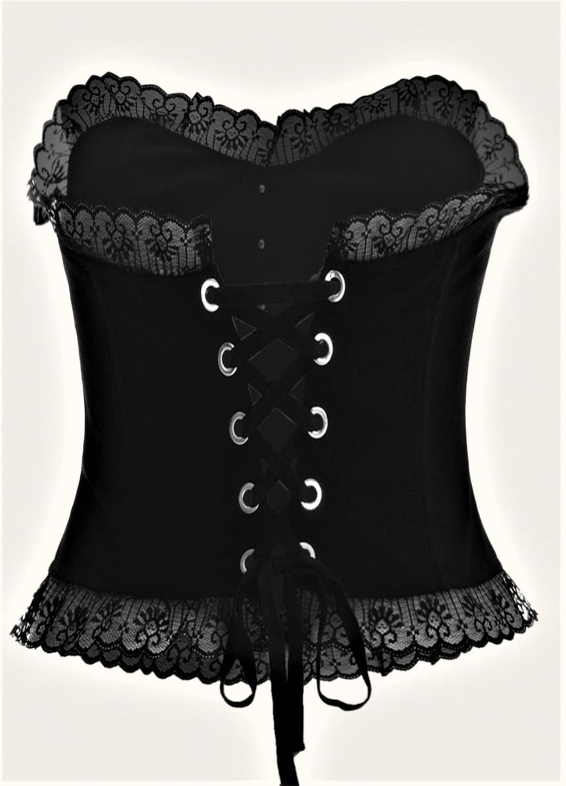 Black Woven Floral Lace Trim Corset Crop Top | PrettyLittleThing USA