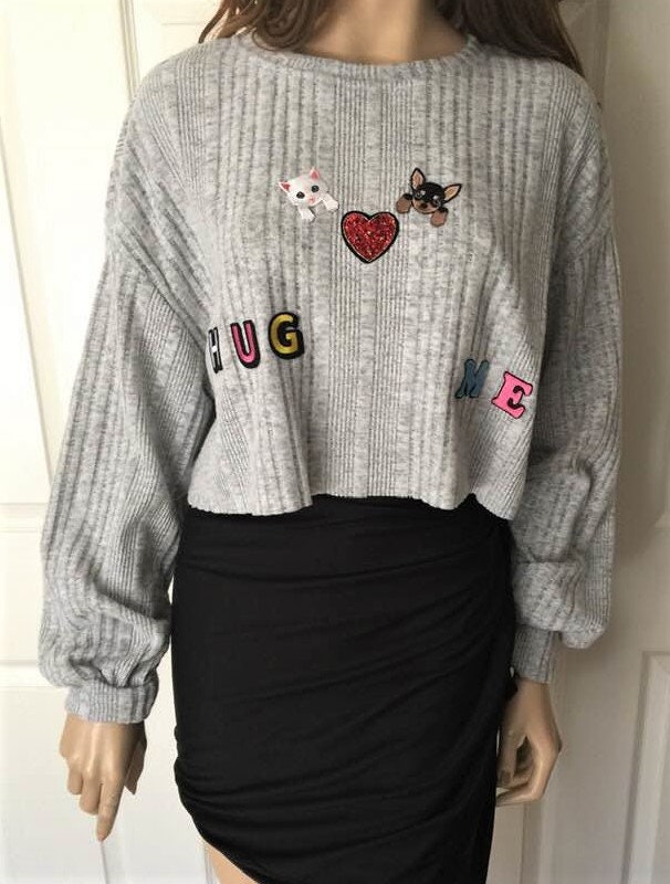 Y2K Loose Crop Top Retro Style Animal Sticker Crop Sweater - Etsy