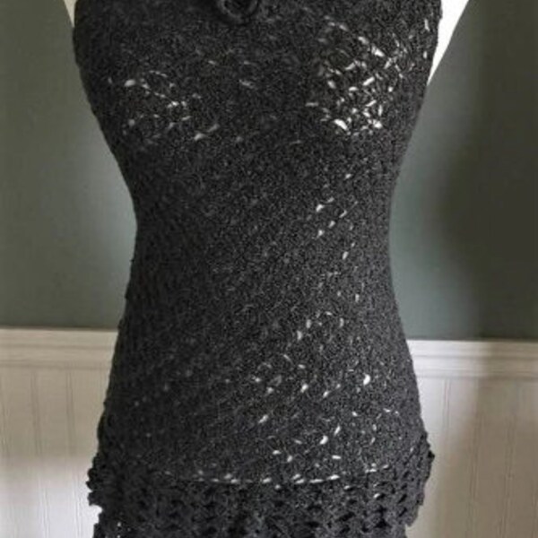 Black Crochet Dress Etsy