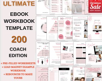Blush pink Ebook template canva, Workbook template canva, online coach, online coach, business coaching, life coaching, coaching templates