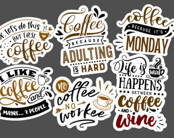 Coffee Stickers, Coffee Lovers Stickers, Stickers for Coffee Lovers, Coffee Sticker Bundle