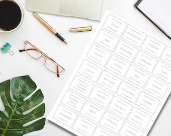 99 minimalistische afdrukbare labels | Bewerken in canvas | Digitale download | Minimalistisch ontwerp voor opbergers, potten en kantoor