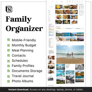 2026 Family & Home Dashboard | Schedules, Budget Tracker, Meal Planning, Travel Journal, Mobile-Friendly Notion Dashboards