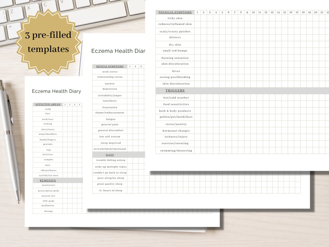 Ultimate Eczema Symptom Tracker Eczema Health Diary Etsy
