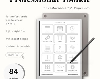 Kit di strumenti professionali 2026 per reMarkable 1, 2 e Paper Pro / 84 pagine / Modelli reMarkable essenziali per il lavoro /