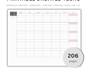 Printable Undated Hobonichi Inspired Planner | Portrait & Landscape Orientation| 200+ Pages | E-Ink Planner