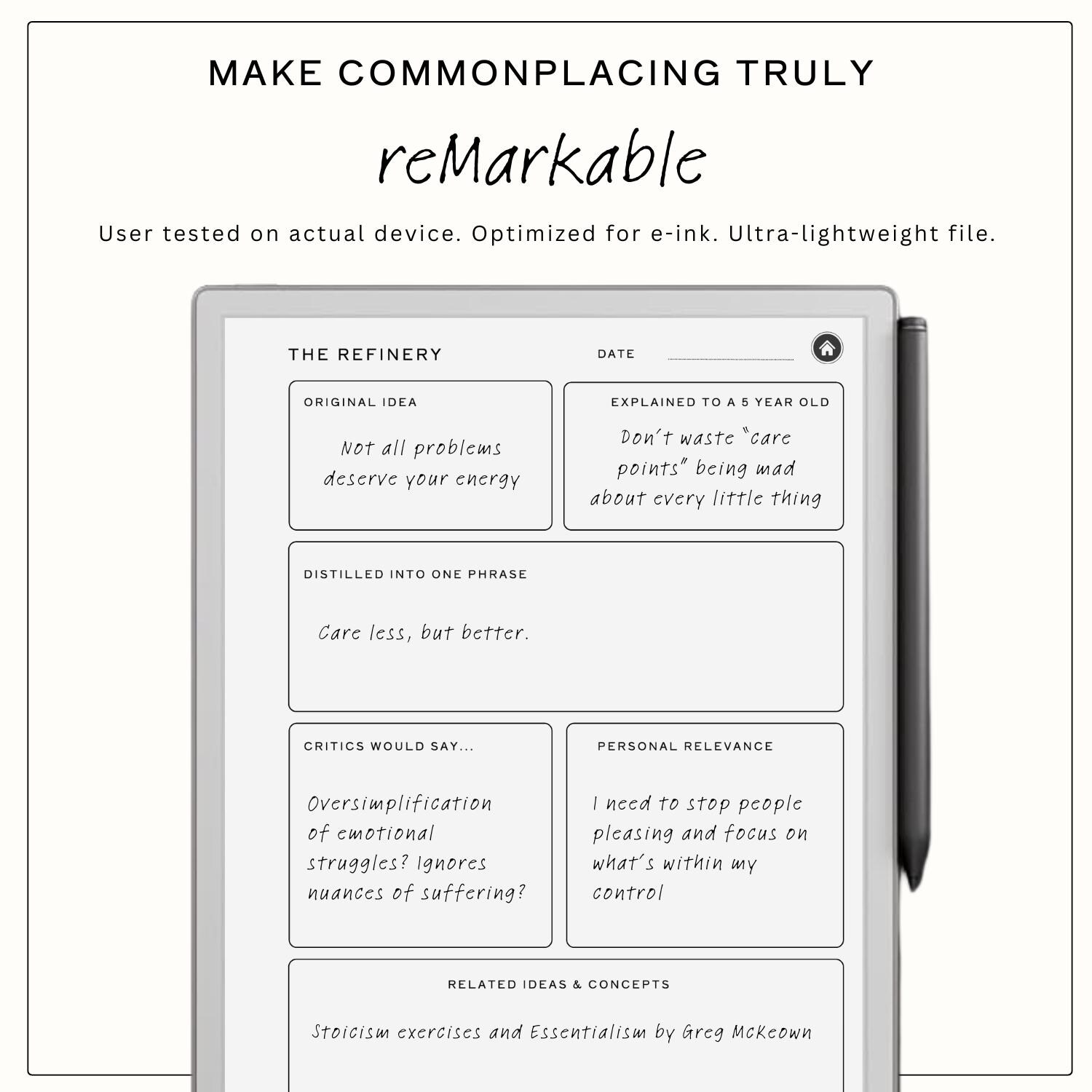 Commonplace Book for Remarkable 1, 2, and Paper Pro | 350+ Pages - Etsy