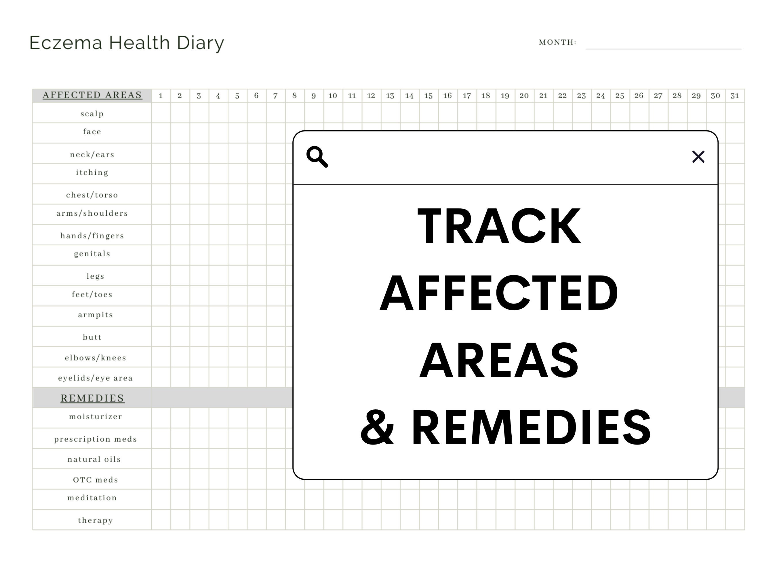 Ultimate Eczema Symptom Tracker Eczema Health Diary Etsy Australia