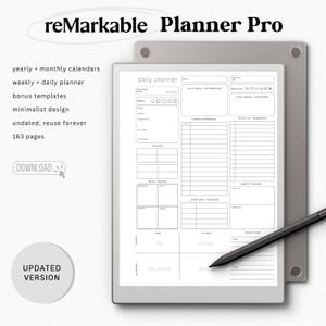 Minimalist Remarkable Paper Pro Planner Templates Pack | 159 Page Digital Notebook Remarkable 1, Remarkable 2, 2025, 2026 | Instant Download