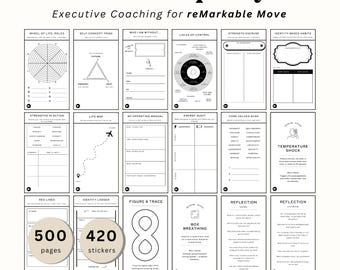 Executive Coaching Workbook for reMarkable Move | Business Productivity Templates | 500 pgs + 420 Stickers