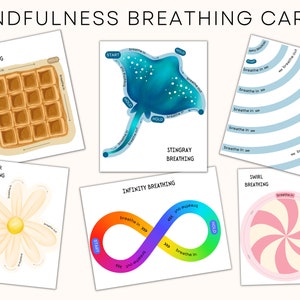 Mindfulness Breathing Exercises| 12 Breathing Cards | Calming Corner Coping Strategies | Anxiety Relief | Counselors, Therapists