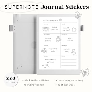 No Trace 380 Supernote Stickers| For Bullet Journals, Planners, Scrapbooking | Cute & Aesthetic Bundle