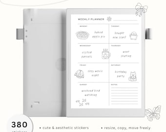 Pegatinas Supernote sin dejar rastro (380 unidades) / Para bullet journals, agendas y scrapbooking / Paquete bonito y estético