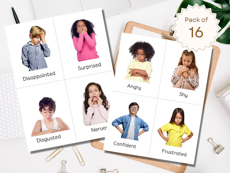 Real Photos Emotion Flashcards Printable Emotion Cards Feelings