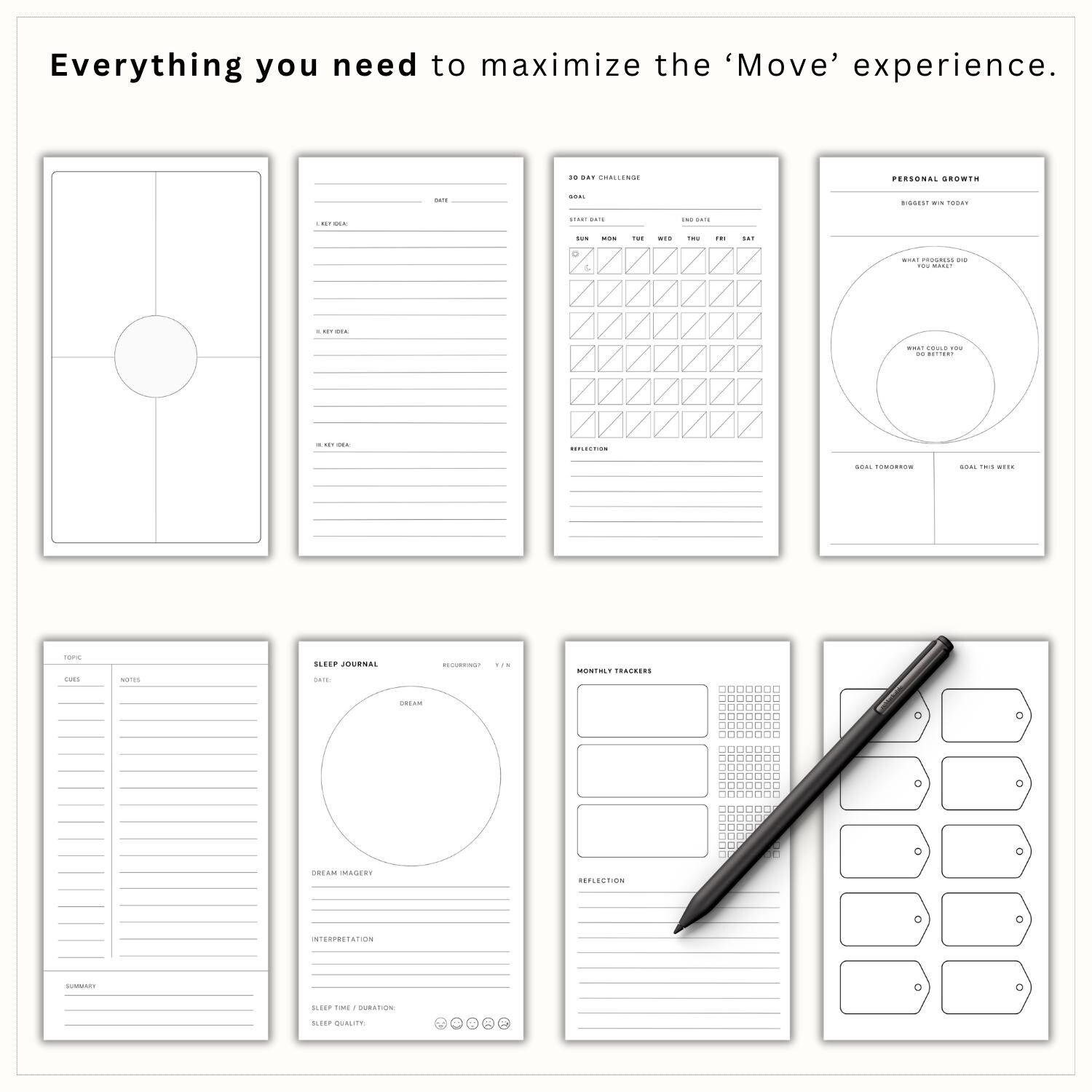 Micro Move Template 160+ Template Bundle for Remarkable Paper Pro Move | Business Diagrams ...