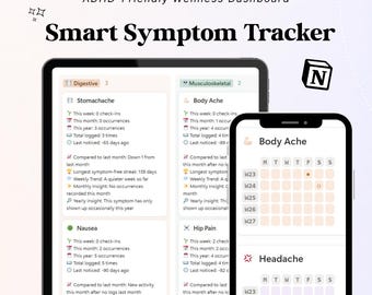 ADHD Notion Symptom Tracker | Health Widget with Smart Insights | Plug & Play | Reuse Forever |