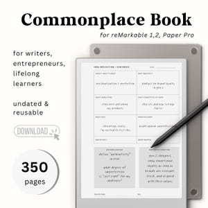 Commonplace Book for reMarkable 1, 2, and Paper Pro | 350+ Pages