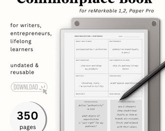 Commonplace Book for reMarkable 1, 2, and Paper Pro | 350+ Pages